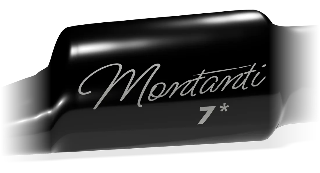 Da vicino: la firma Montanti e il 7* incisi sul fianco